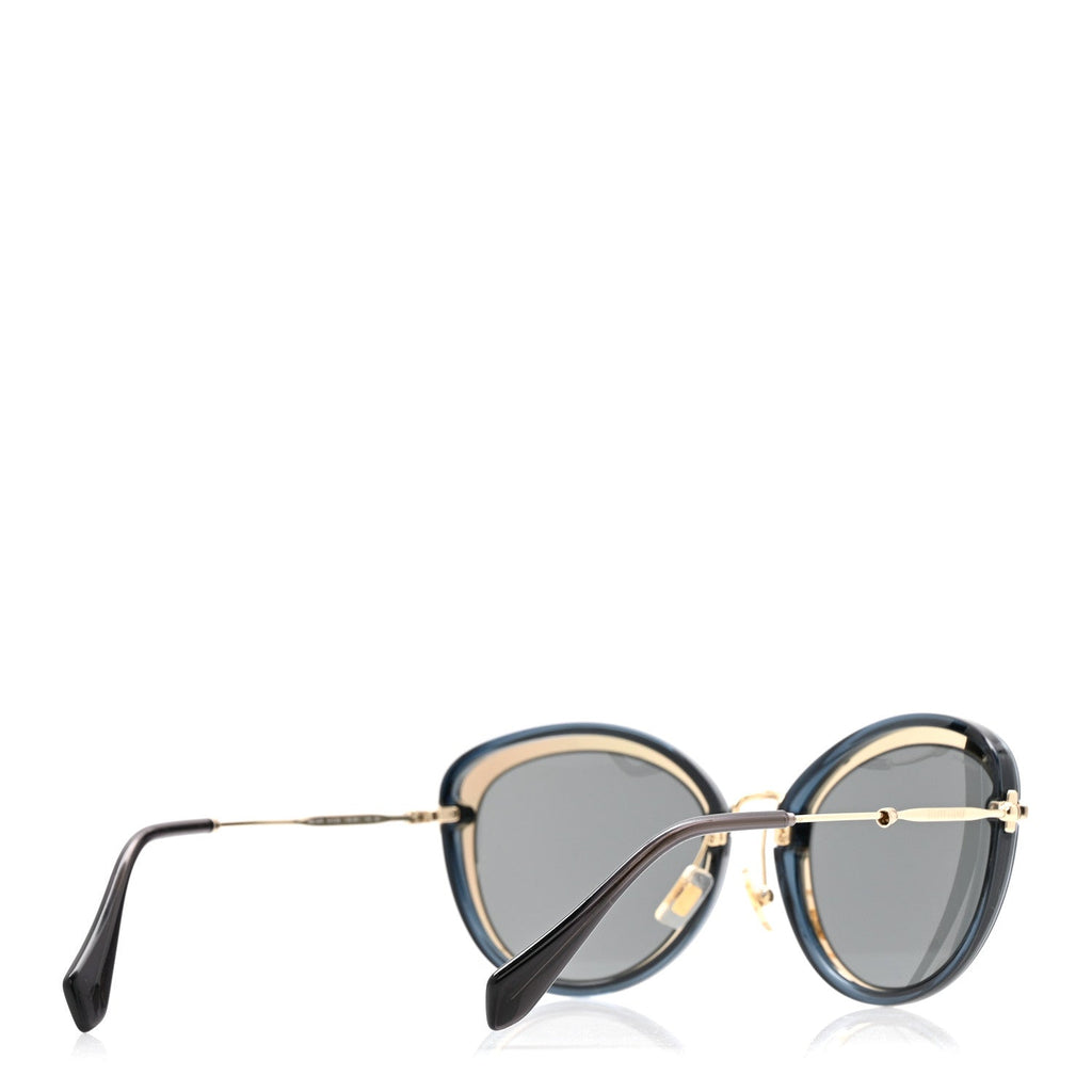 Metal Acetate Round Sunglasses SMU 50R Blue Gold