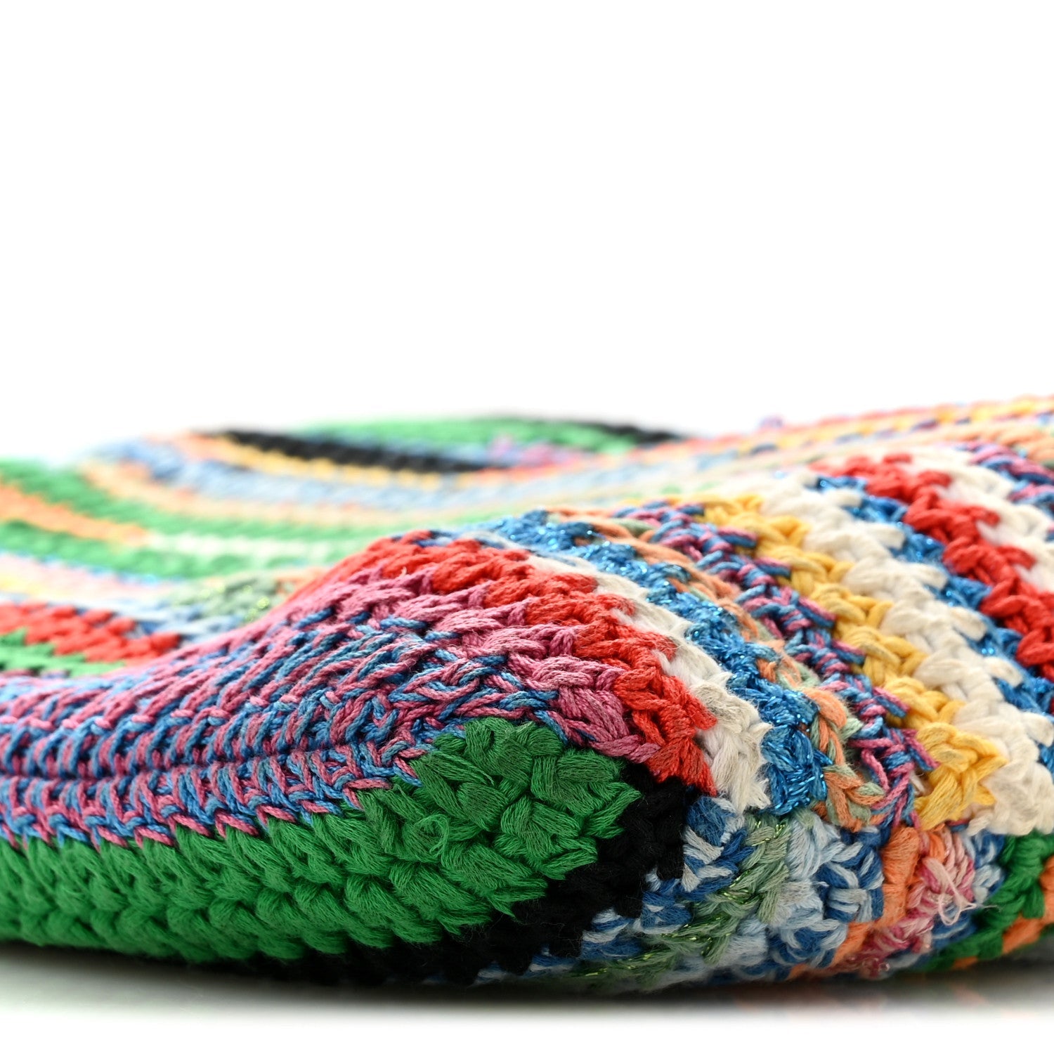 Cotton Crochet Stripe Vertical Tote Bag Multicolor