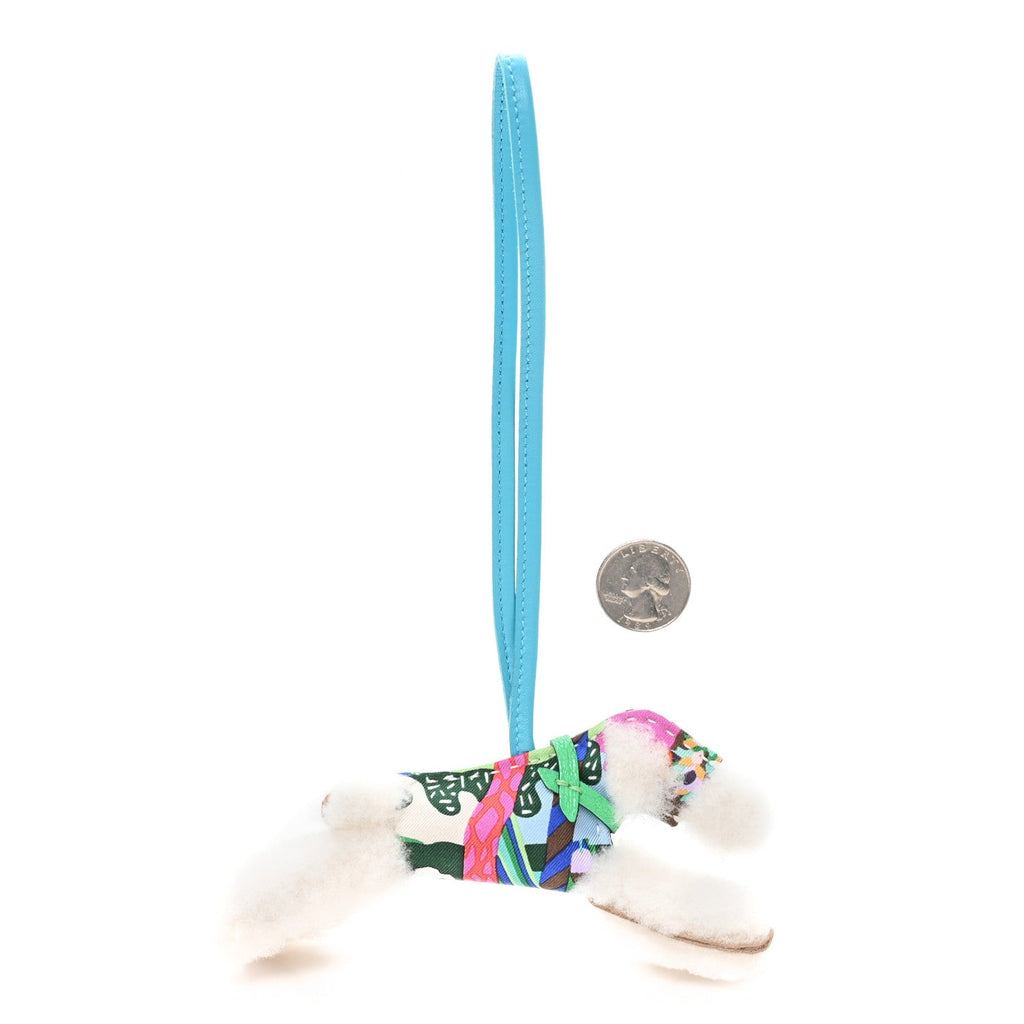 Milo Lambskin Shearling Silk Budy Charm Aloha Blue Hydra Vert Comics