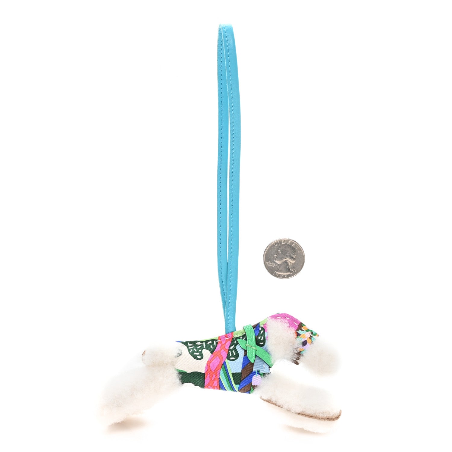 Milo Lambskin Shearling Silk Budy Charm Aloha Blue Hydra Vert Comics
