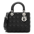 Grained Calfskin Cannage Medium Lady Dior Black