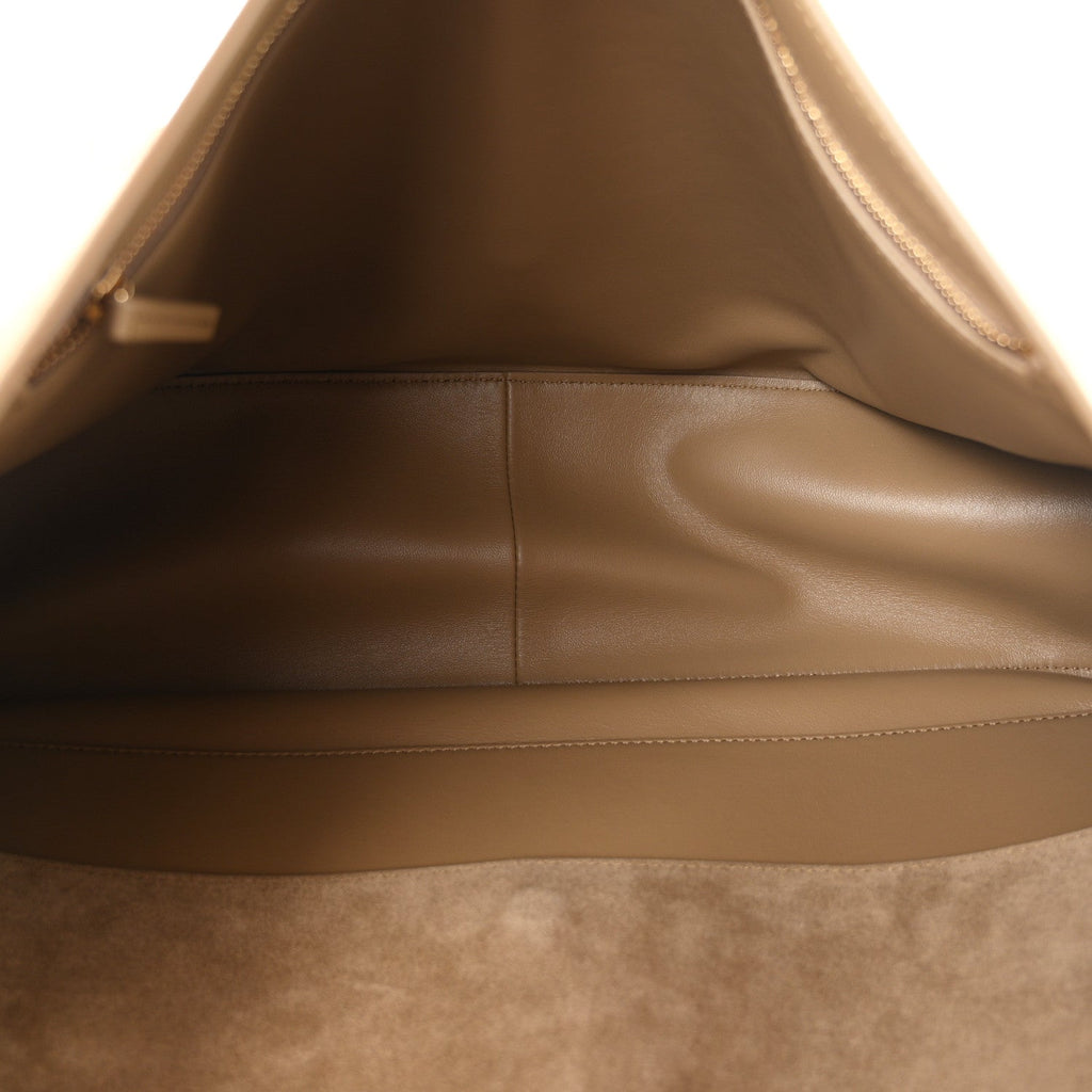 Suede Calfskin Souplissimo Maxi Flap Dark Beige