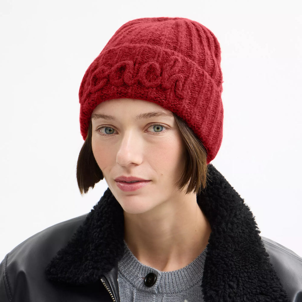 Coach Outlet Coach Script Knit Beanie
