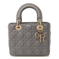 Lambskin Cannage Small Lucky Badges My Lady Dior Grey