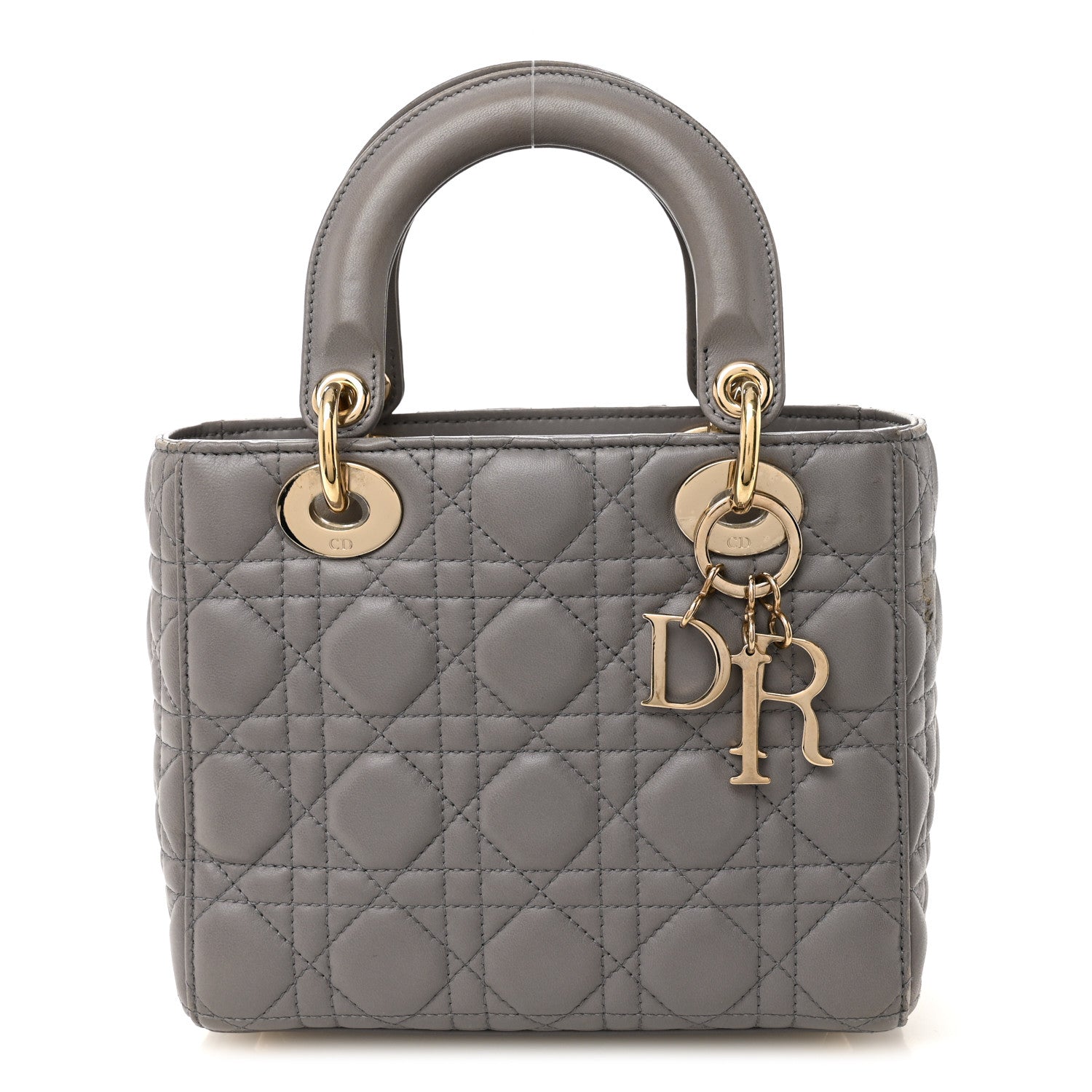 Lambskin Cannage Small Lucky Badges My Lady Dior Grey