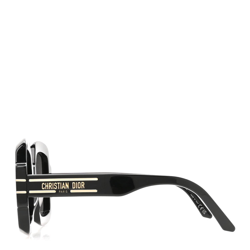 Acetate Diorsignature S1U Square Sunglasses Black