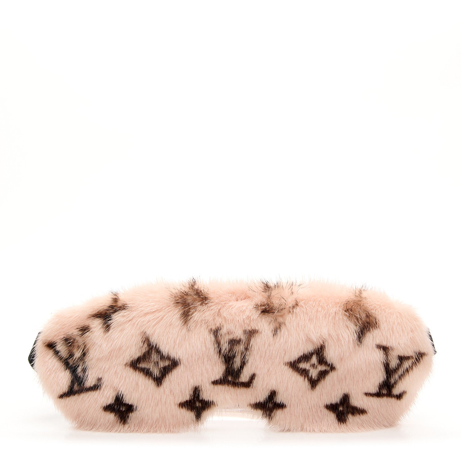 Monogram Mink Fur Sleep Mask Light Pink