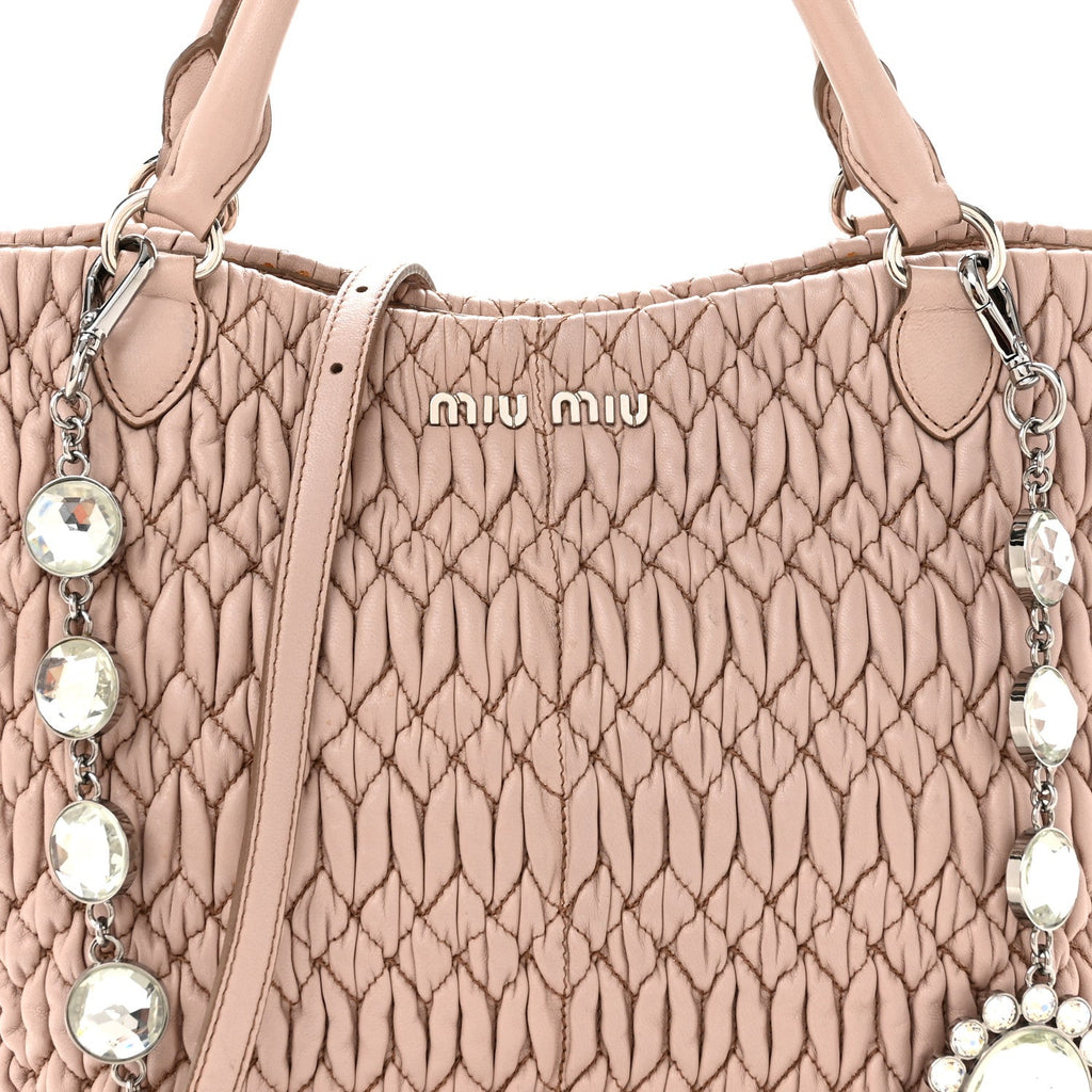 Nappa Matelasse Swarovski Crystal Tote Cammeo