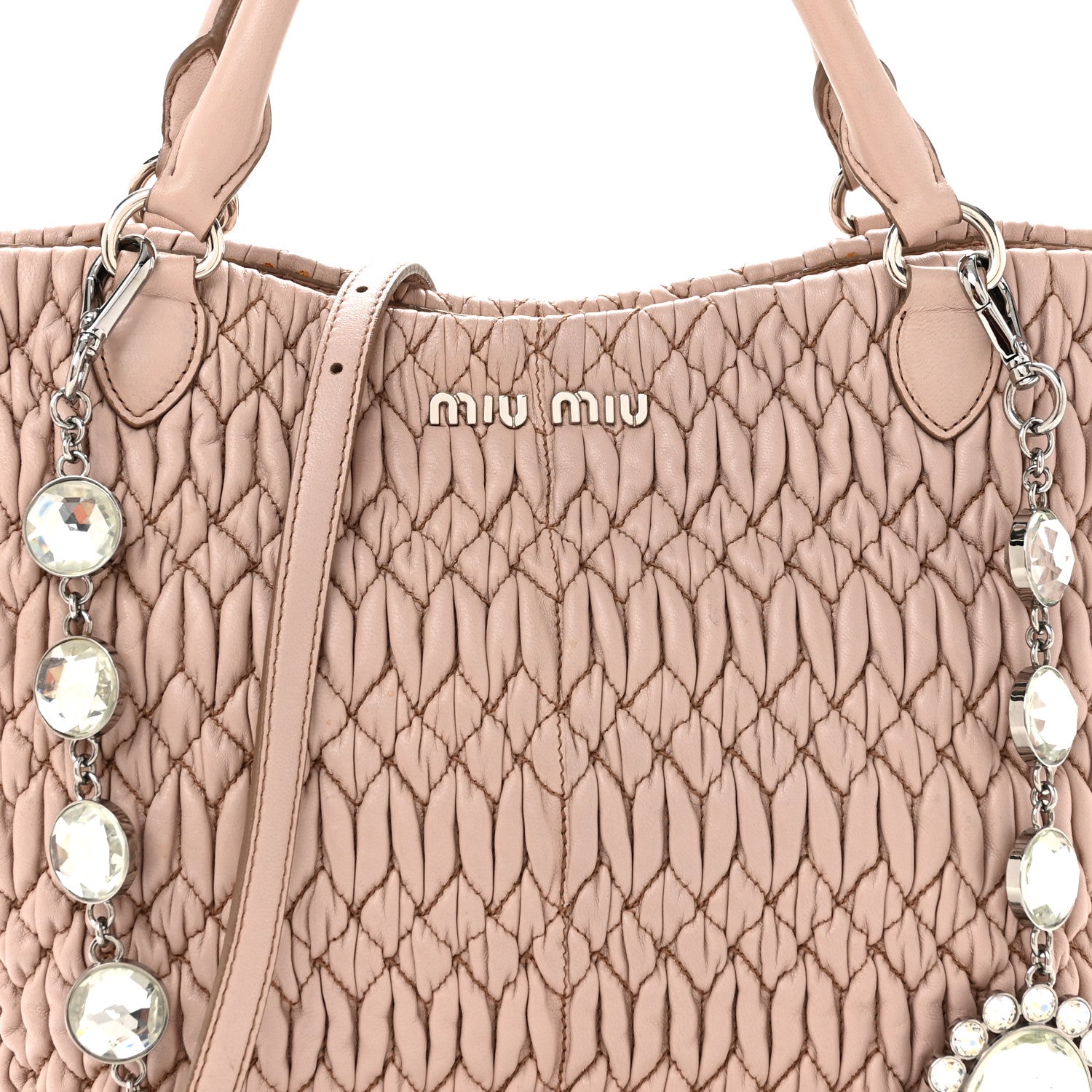 Nappa Matelasse Swarovski Crystal Tote Cammeo