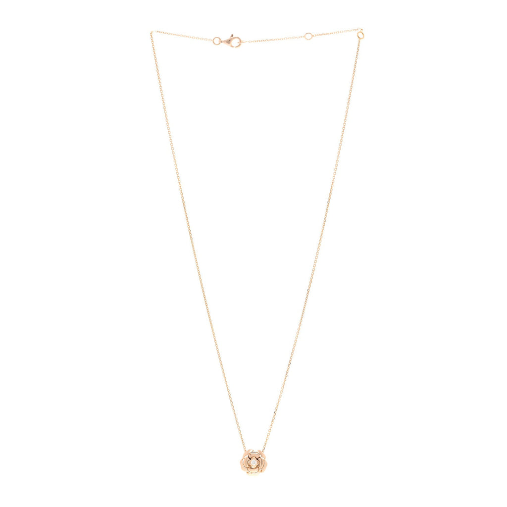 18K Rose Gold Diamond Extrait de Camélia Pendant Necklace