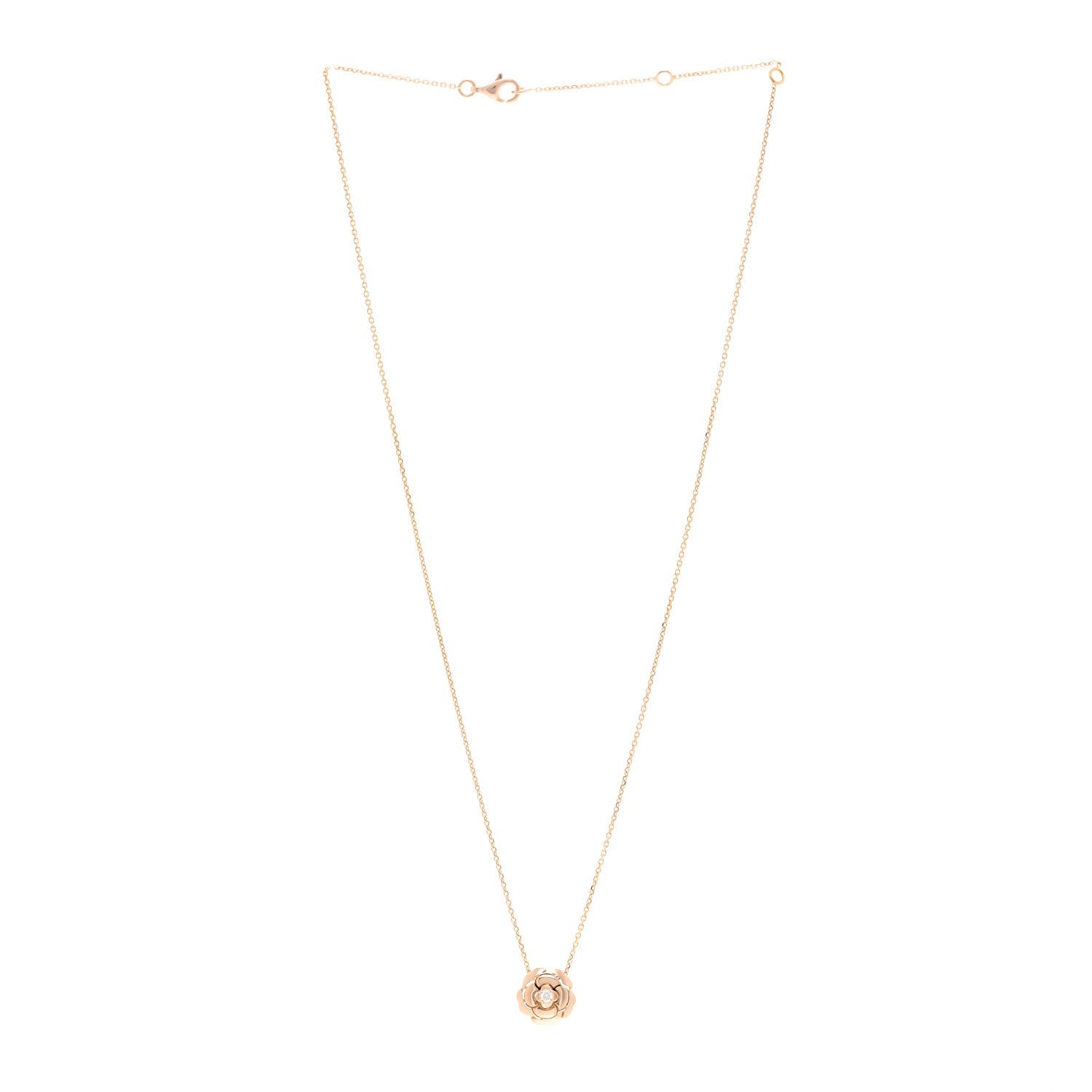 18K Rose Gold Diamond Extrait de Camélia Pendant Necklace