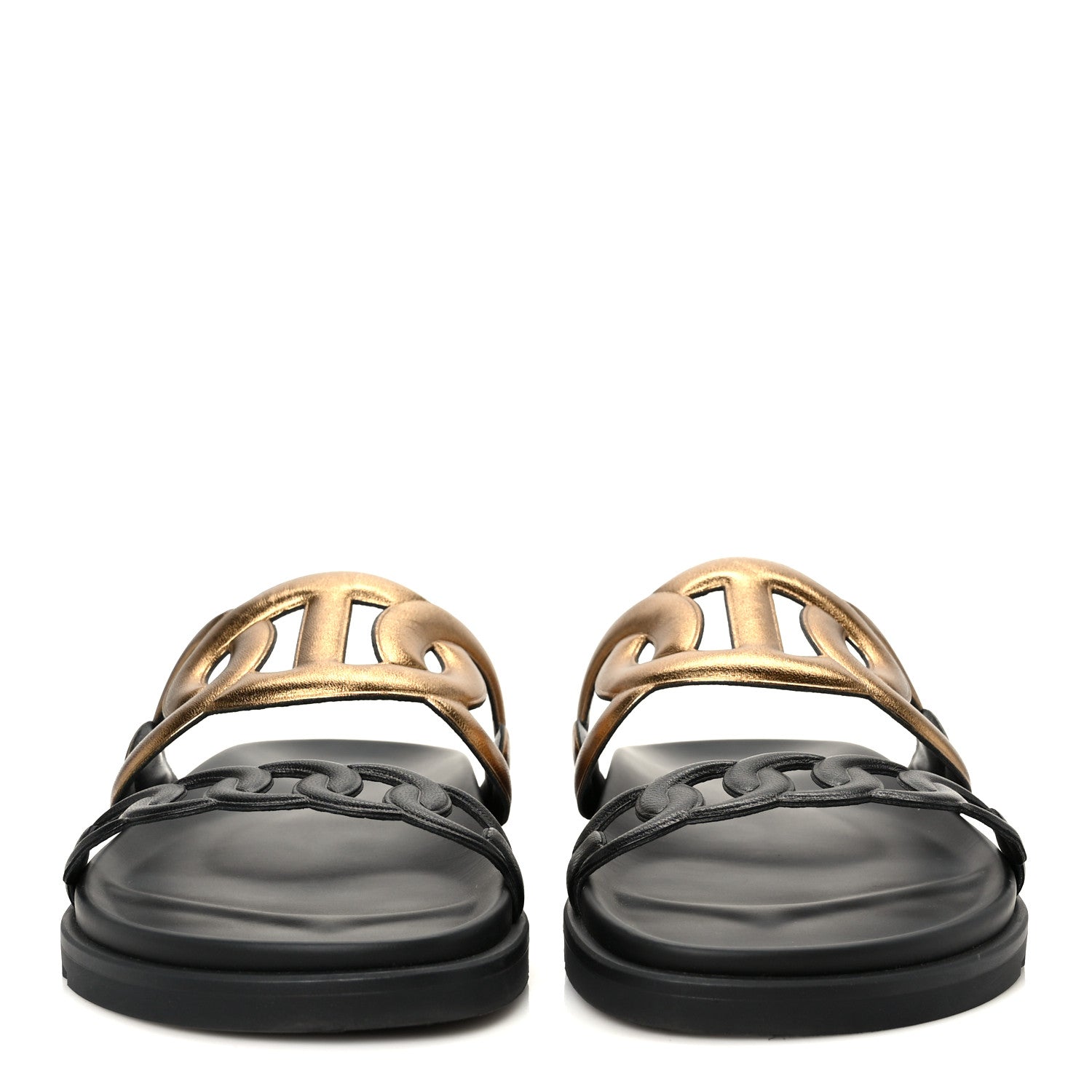 Metallic Nappa Extra Sandals 40 Black Gold