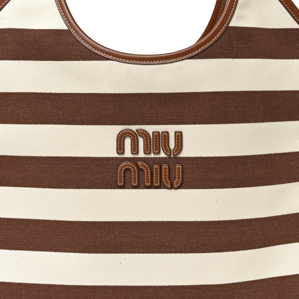 Canvas Calfskin Striped Ivy Cacao Naturale
