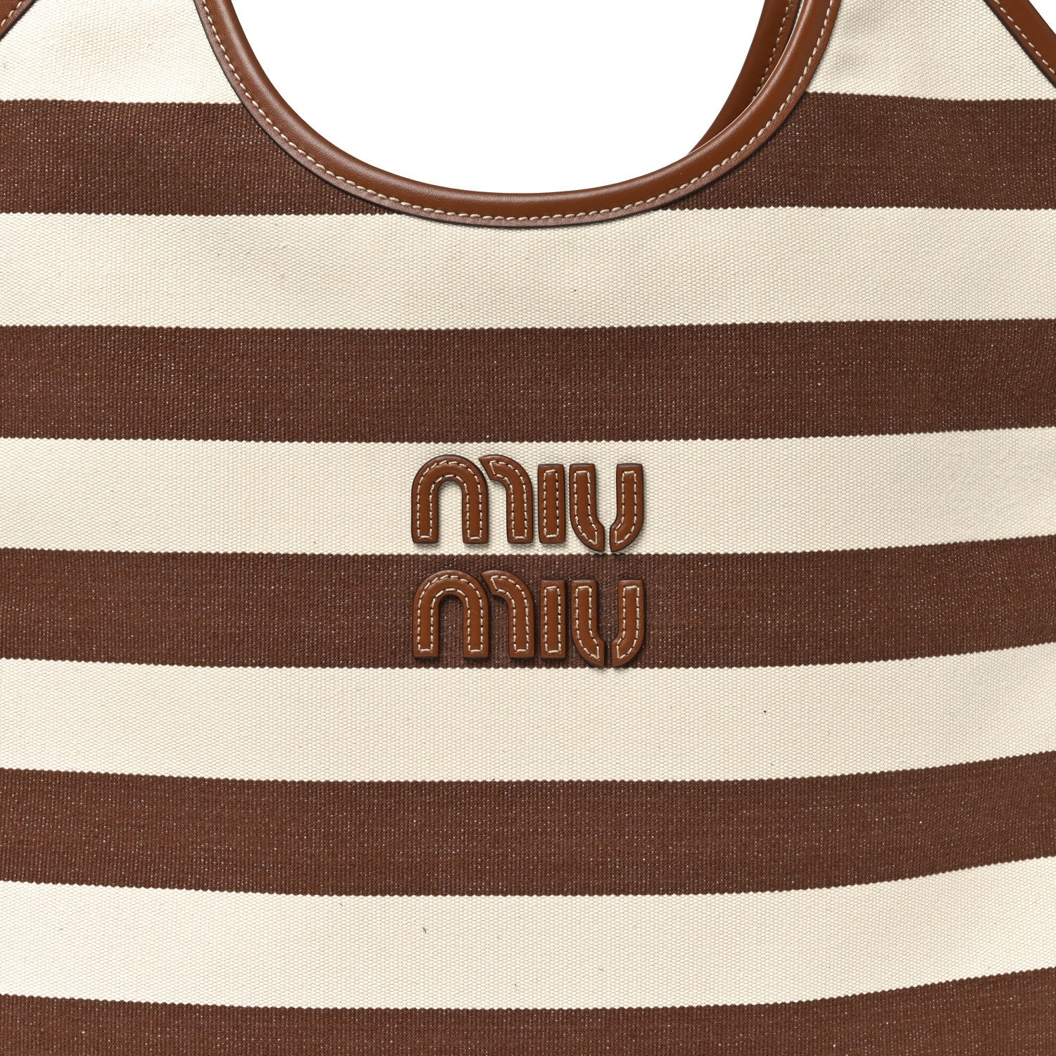 Canvas Calfskin Striped Ivy Cacao Naturale