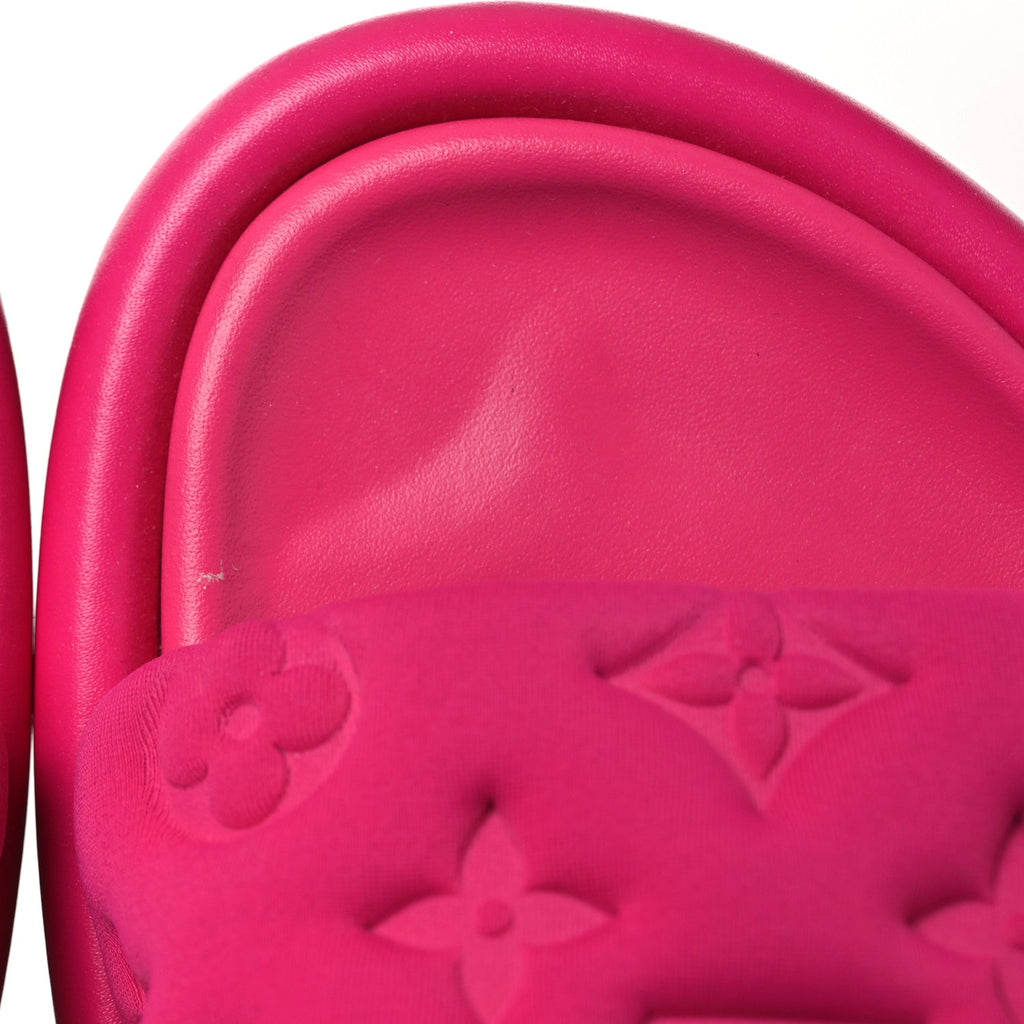 Technical Fabric Embossed Monogram Pool Pillow Comfort Mules 37 Fuchsia
