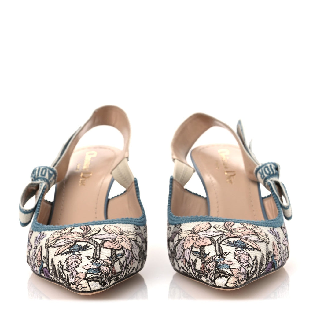 Canvas Embroidered J'Adior Slingback 65mm Pumps 38 Blue Multicolor