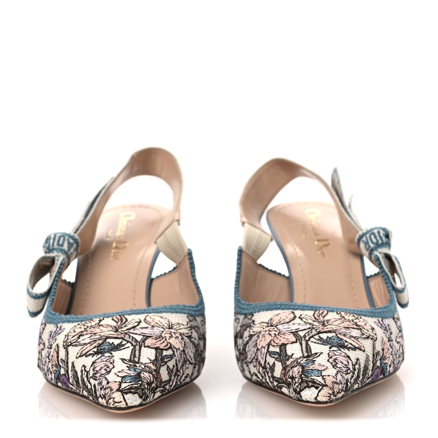 Canvas Embroidered J'Adior Slingback 65mm Pumps 38 Blue Multicolor
