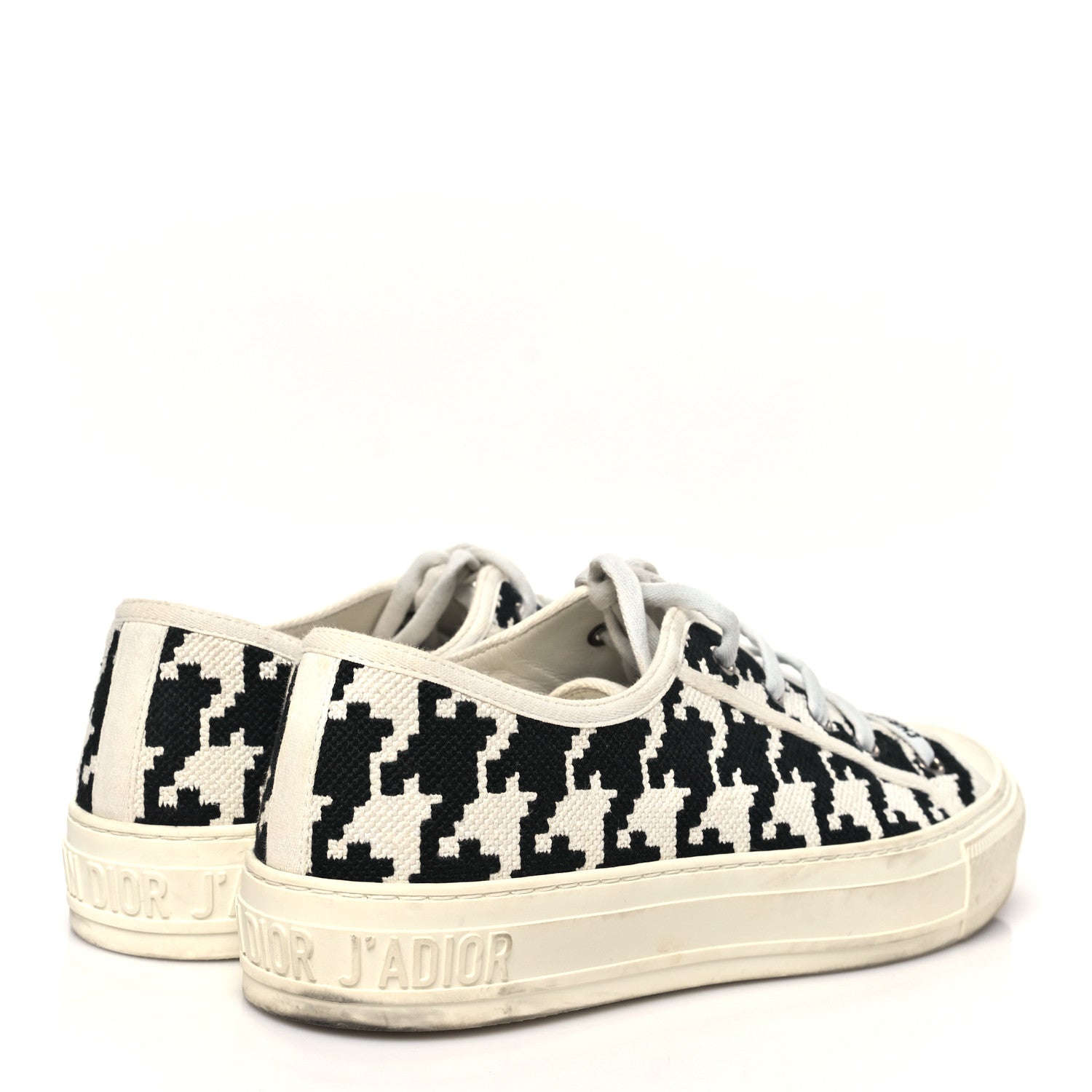 Canvas Macro Houndstooth Embroidered Womens Walk'N'Dior Low Top Sneakers 39 White Black