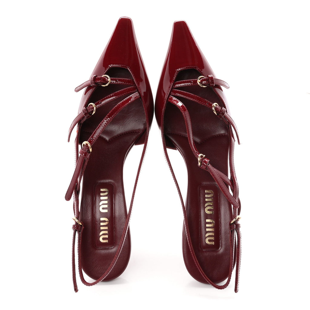 Vernice Buckle 55mm Slingback Pumps 36.5 Porpora
