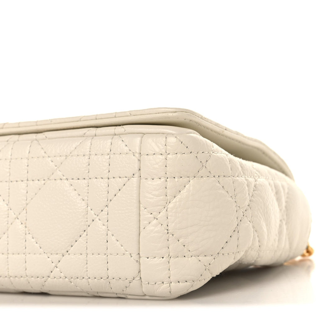 Grained Calfskin Cannage Small Caro Bag White