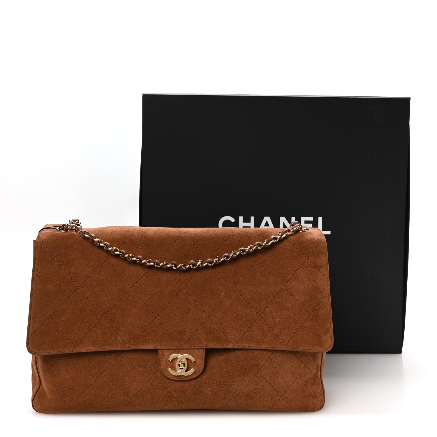 Suede Calfskin Souplissimo Maxi Flap Camel