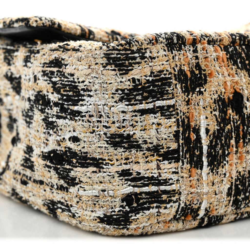 Tweed Mixed Fibers Leopard Print Small Souplissimo Maxi Flap Brown Black White