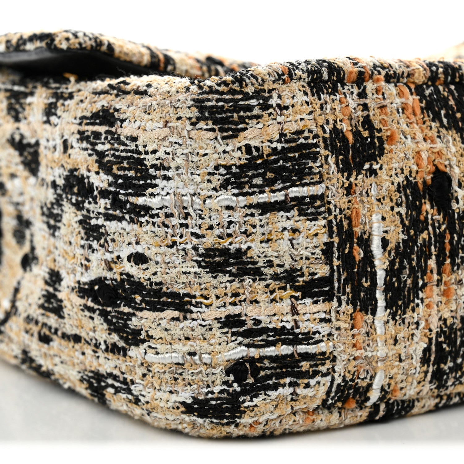 Tweed Mixed Fibers Leopard Print Small Souplissimo Maxi Flap Brown Black White
