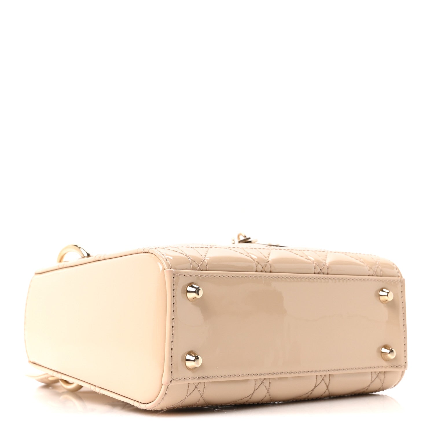 Patent Cannage Mini Lady Dior Beige