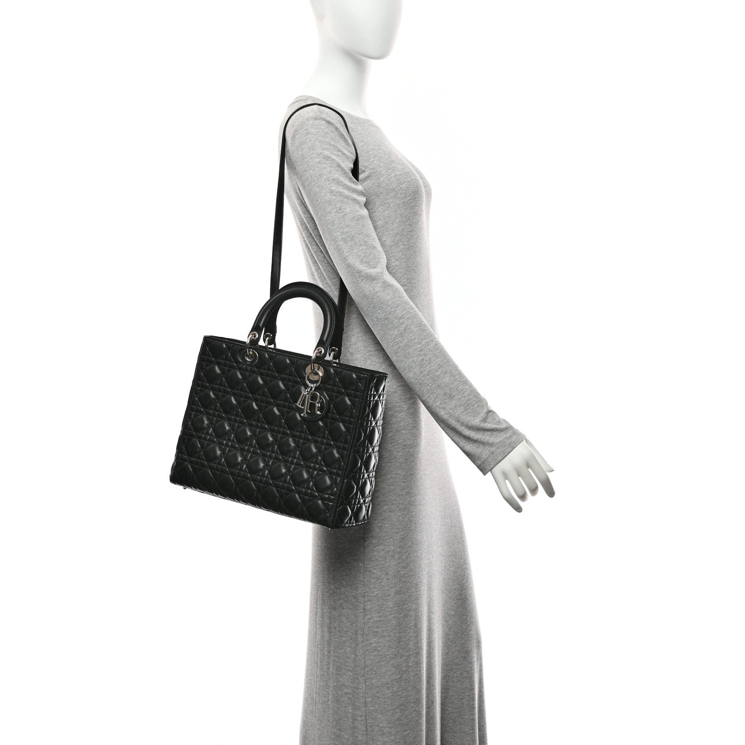 Lambskin Cannage Large Lady Dior Black