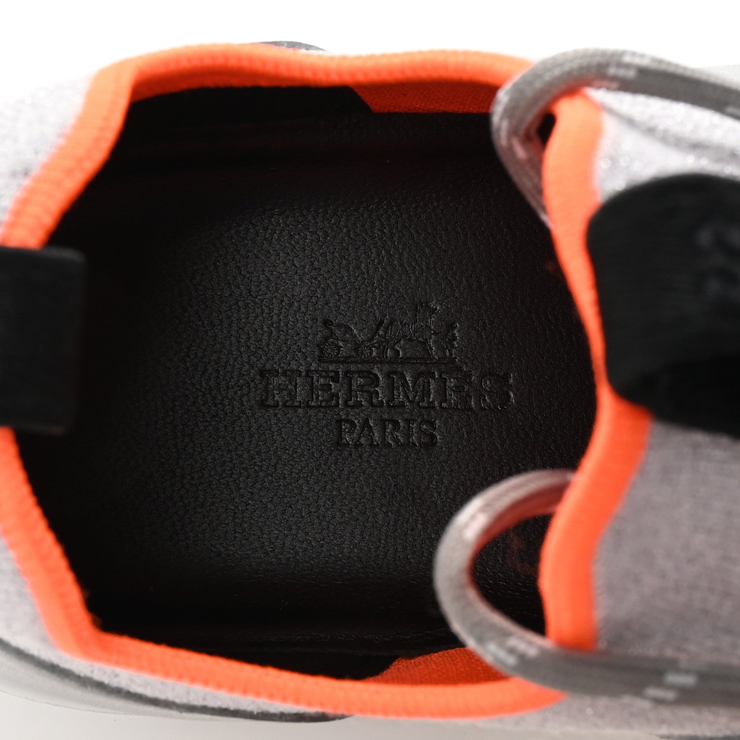 Knit Metallic Calfskin Womens Duel Sneakers 37.5 Argent Orange Black