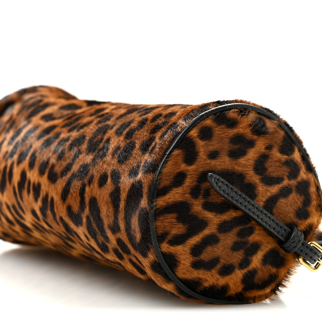 Nappa Calf Hair Leopard Printed Pouch Miele
