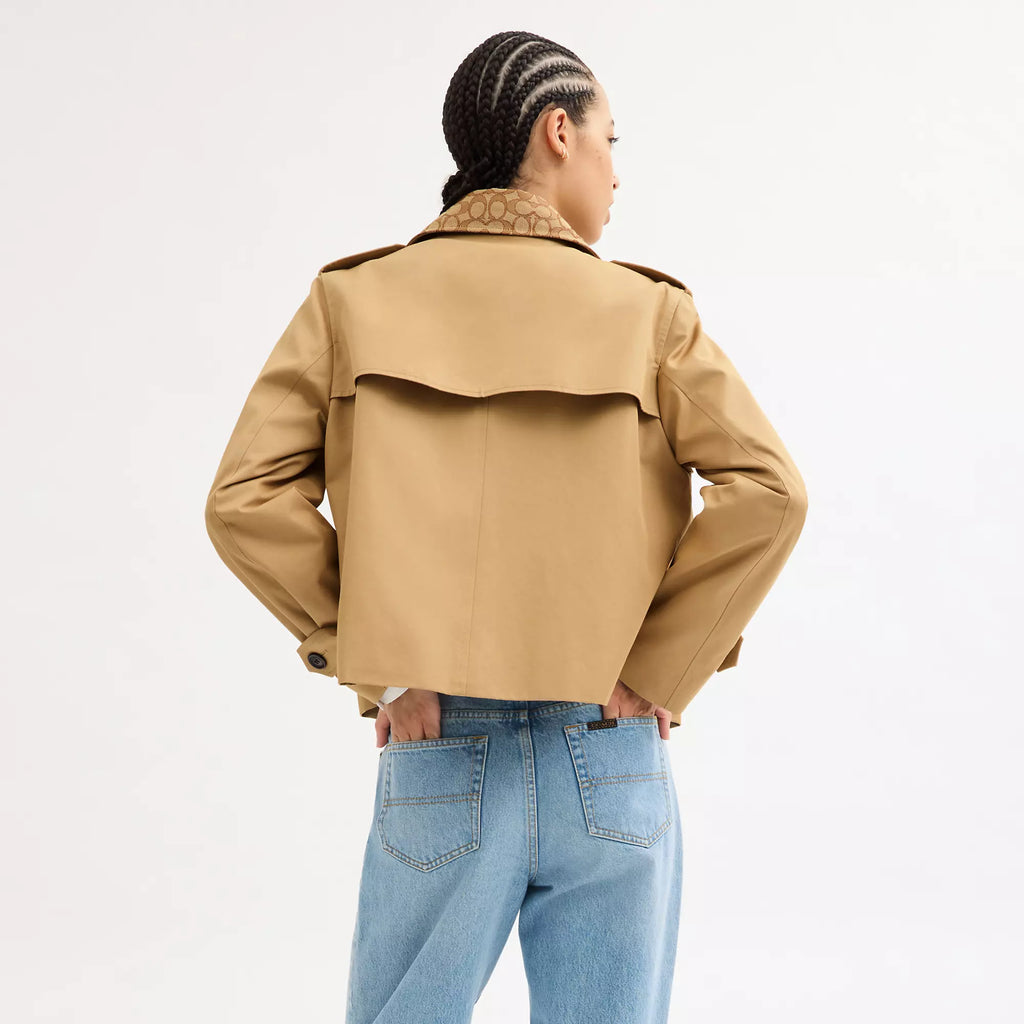Coach Outlet Short Trench Coat With Signature Collar