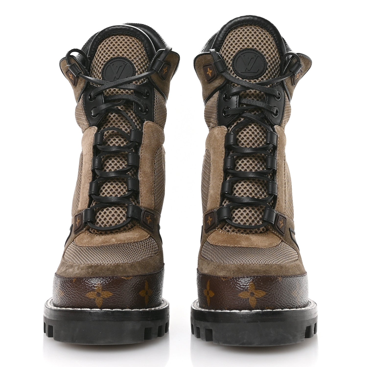 Suede Calfskin Monogram Star Trail Ankle Boots 38.5 Khaki