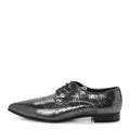 Metallic Crinkled Patent Lace Up Oxford Flats 37.5 Dark Silver