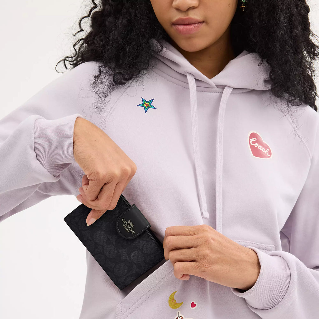 Coach Outlet Medium Corner Zip Wallet In Signature Canvas
