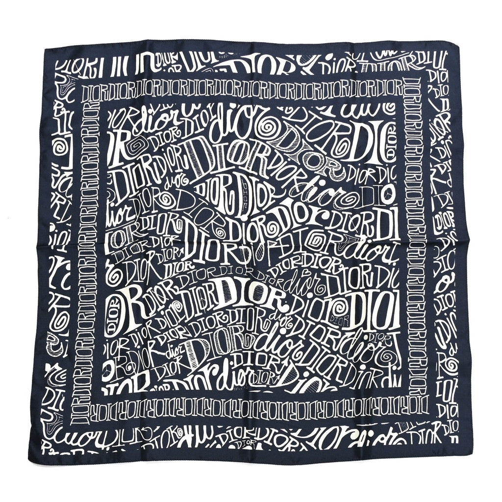 X SHAWN STUSSY Silk Printed Square Scarf Blue White