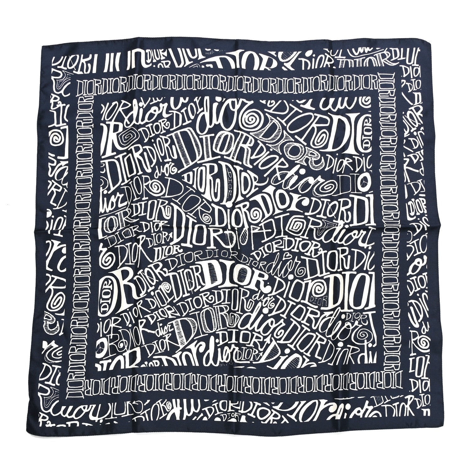 X SHAWN STUSSY Silk Printed Square Scarf Blue White