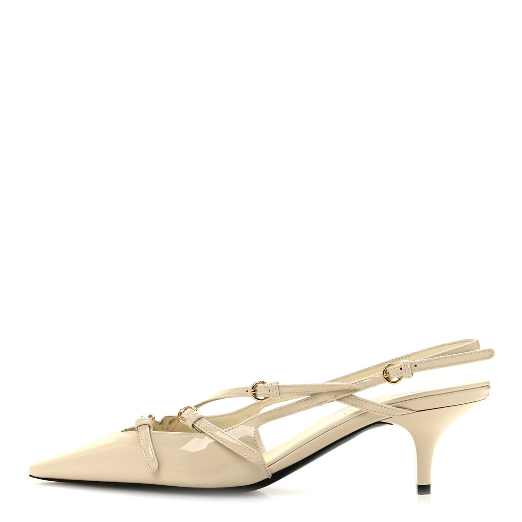 Vernice Buckle 55mm Slingback Pumps 39 White