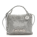 Crystal Embellished Metallic Lambskin Mini Chanel 22 Silver