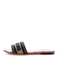 Canvas Rose Mutabilis Embroidered Dway Flat Slide Sandals 39 Fard Black