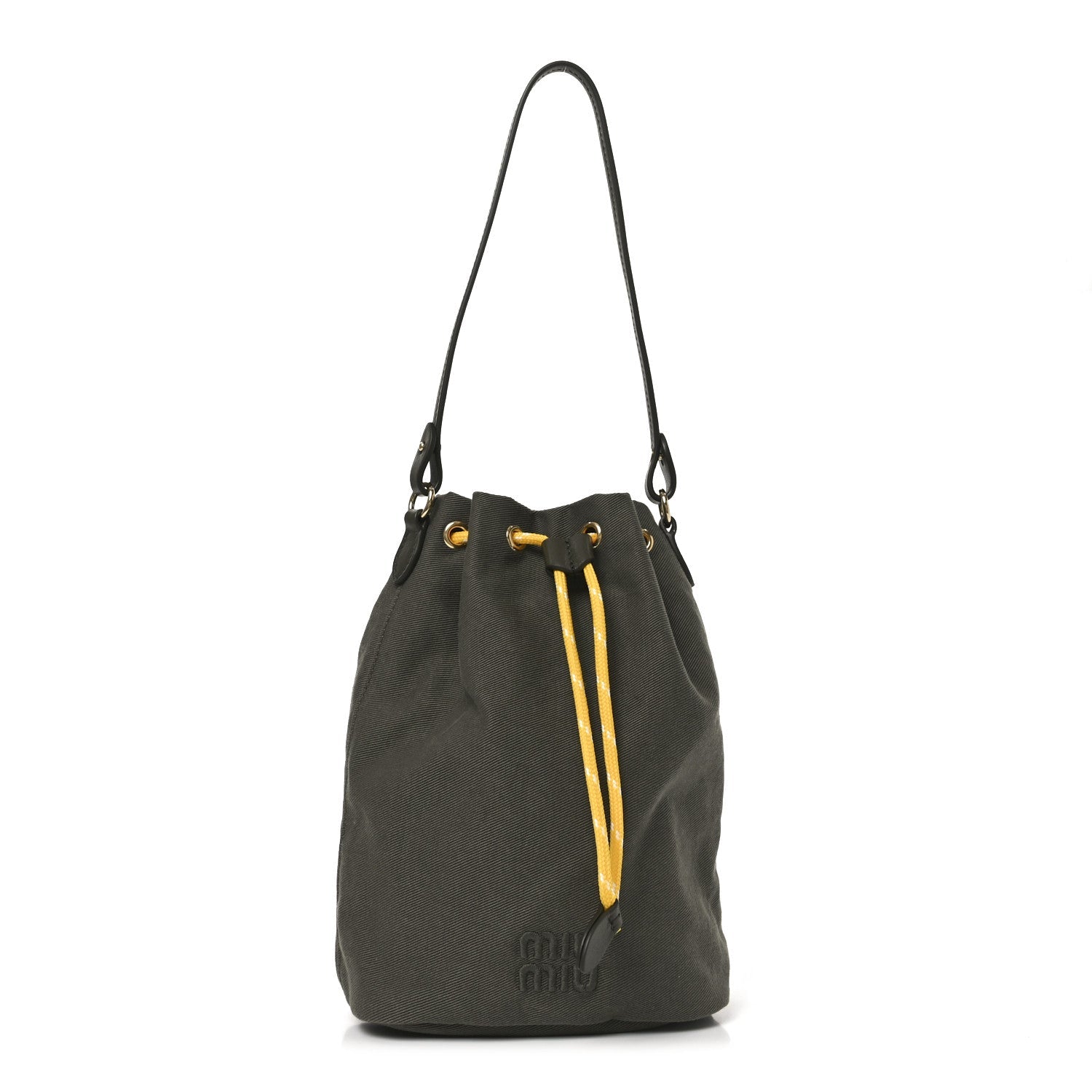 Canvas Gabardine Bucket Bag Oliva Giallo