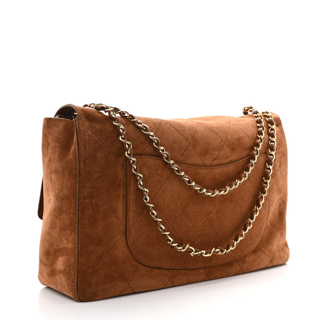 Suede Calfskin Souplissimo Maxi Flap Camel