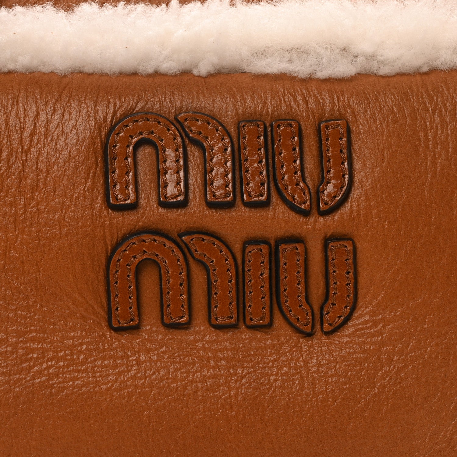 Shearling Calfskin Arcadie Top Handle Bag Cognac