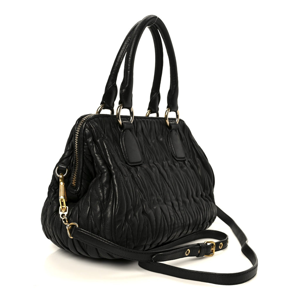Nappa Matelasse Top Handle Black