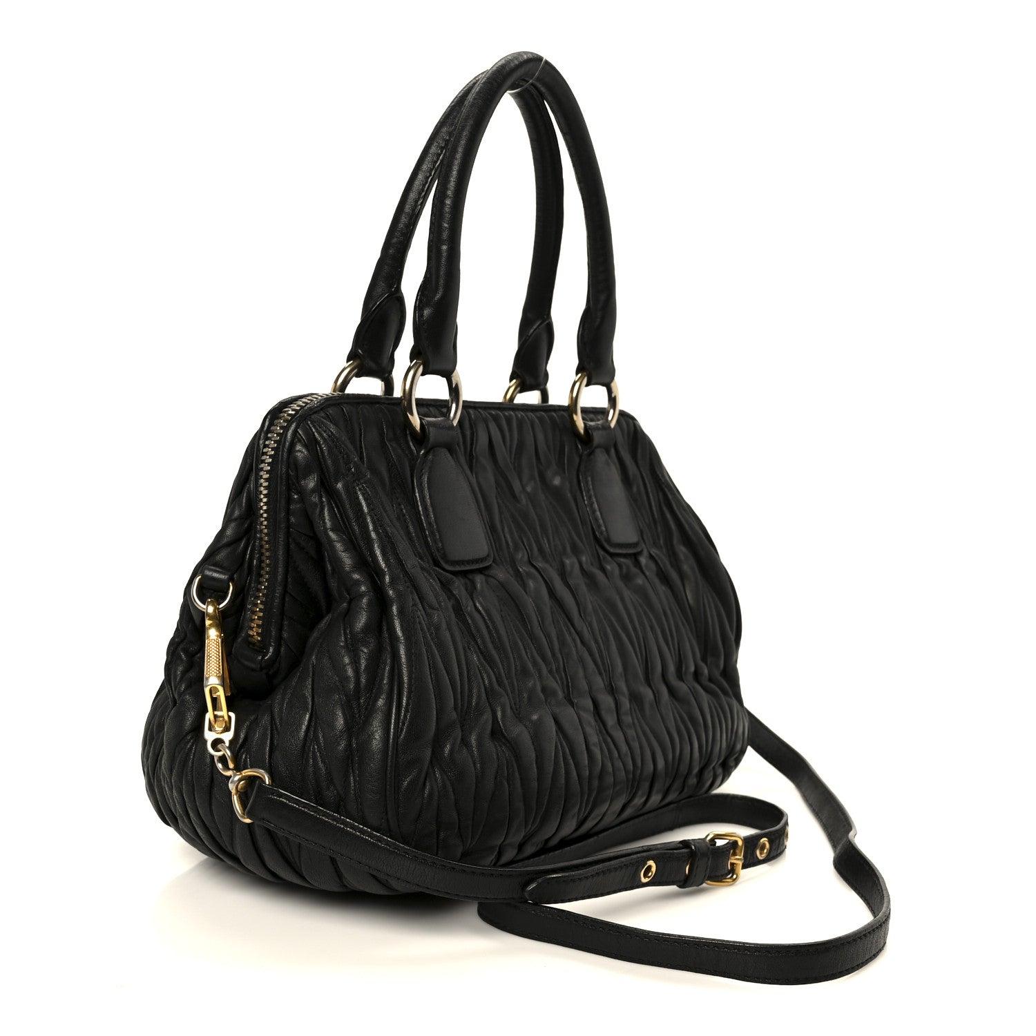 Nappa Matelasse Top Handle Black