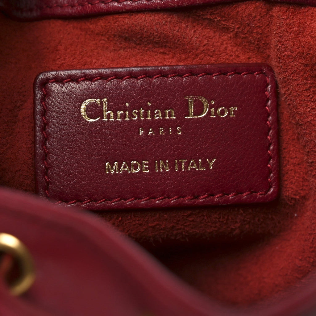 Lambskin Cannage Miss Dior Bucket Bag Cherry Red