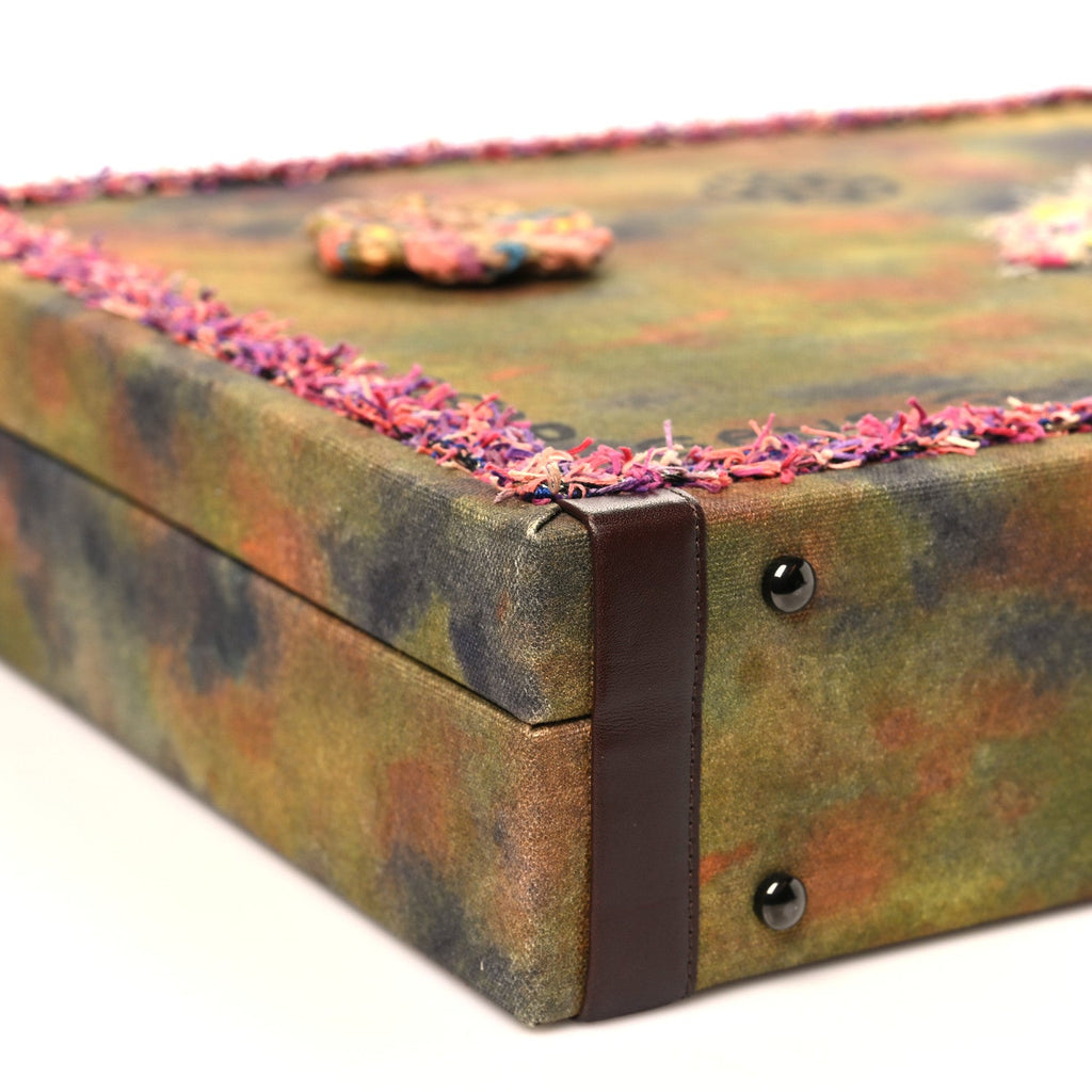 Washed Toile Graffiti On The Pavements Briefcase Khaki Multicolor