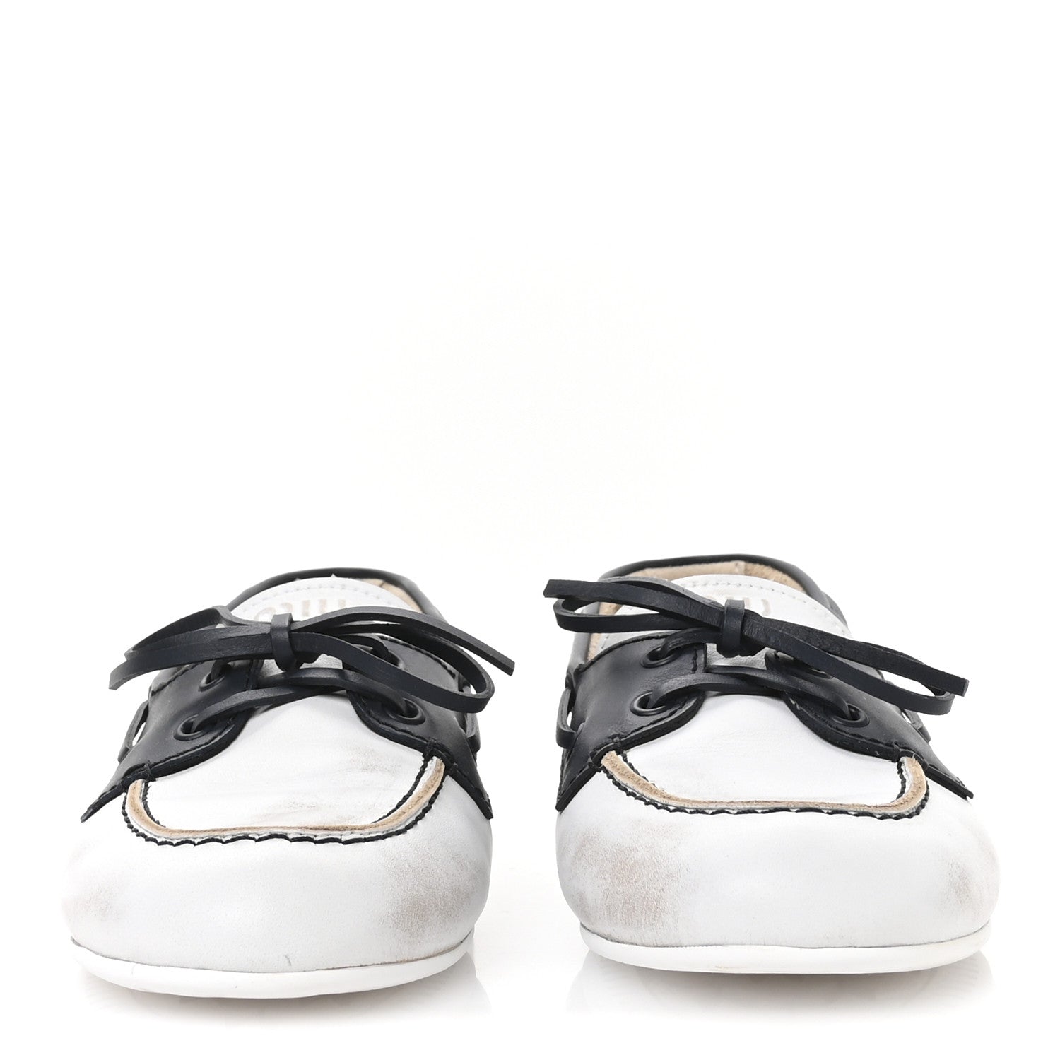 Vitello Deco Boat Loafers 37 White Black