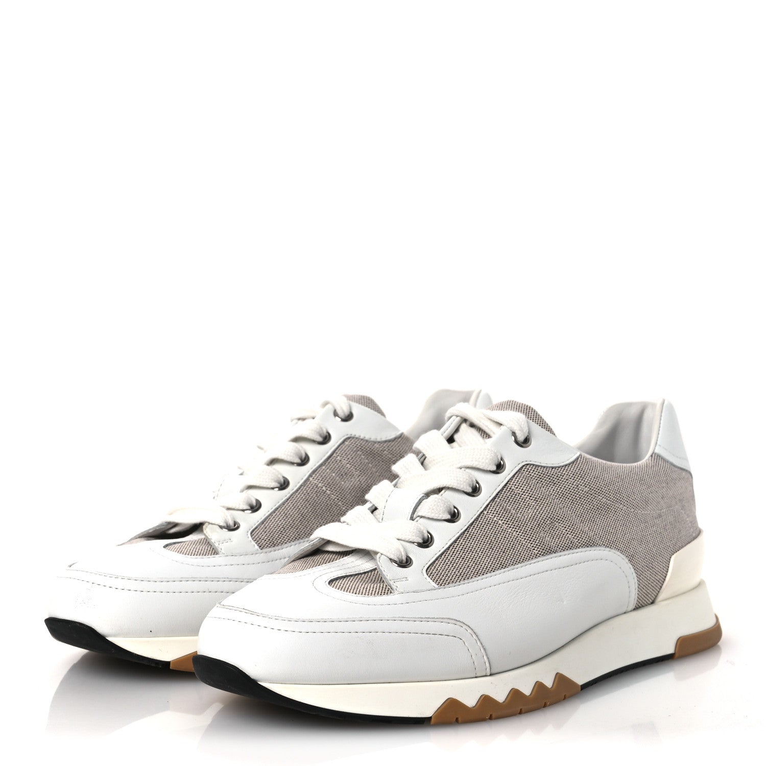 Canvas Calfskin Mens Trail Sneakers 41.5 Prunoir White