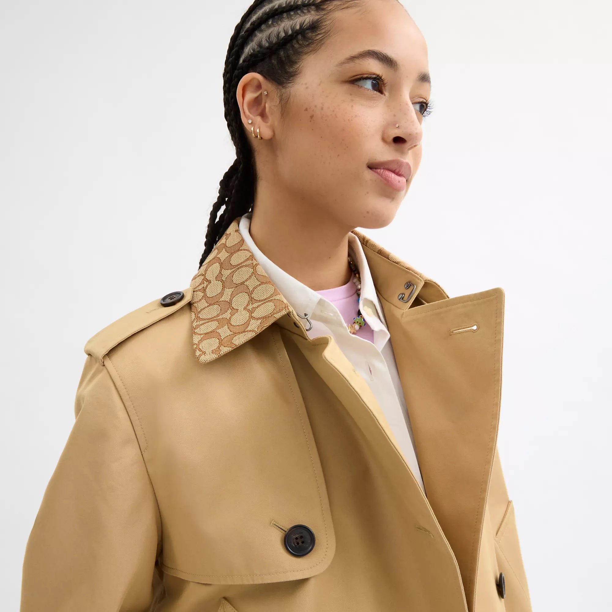 Coach Outlet Short Trench Coat With Signature Collar